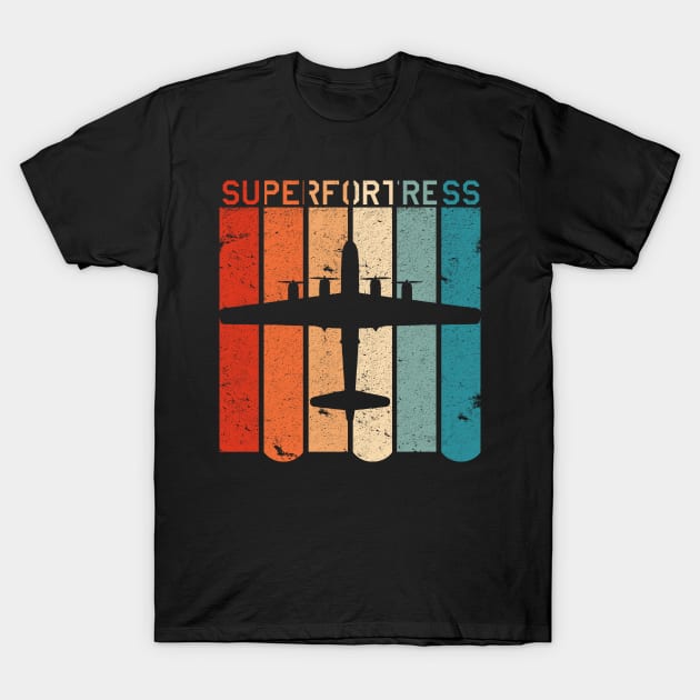 B-29 Superfortress Bomber WWII Retro Vintage Color Bars Design T-Shirt by DesignedForFlight